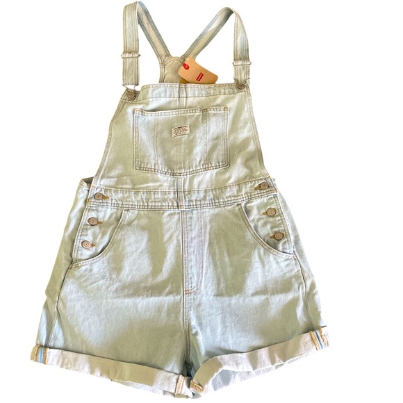 Levi’s NWT vintage light wash denim shorts overalls - Picture 2 of 5